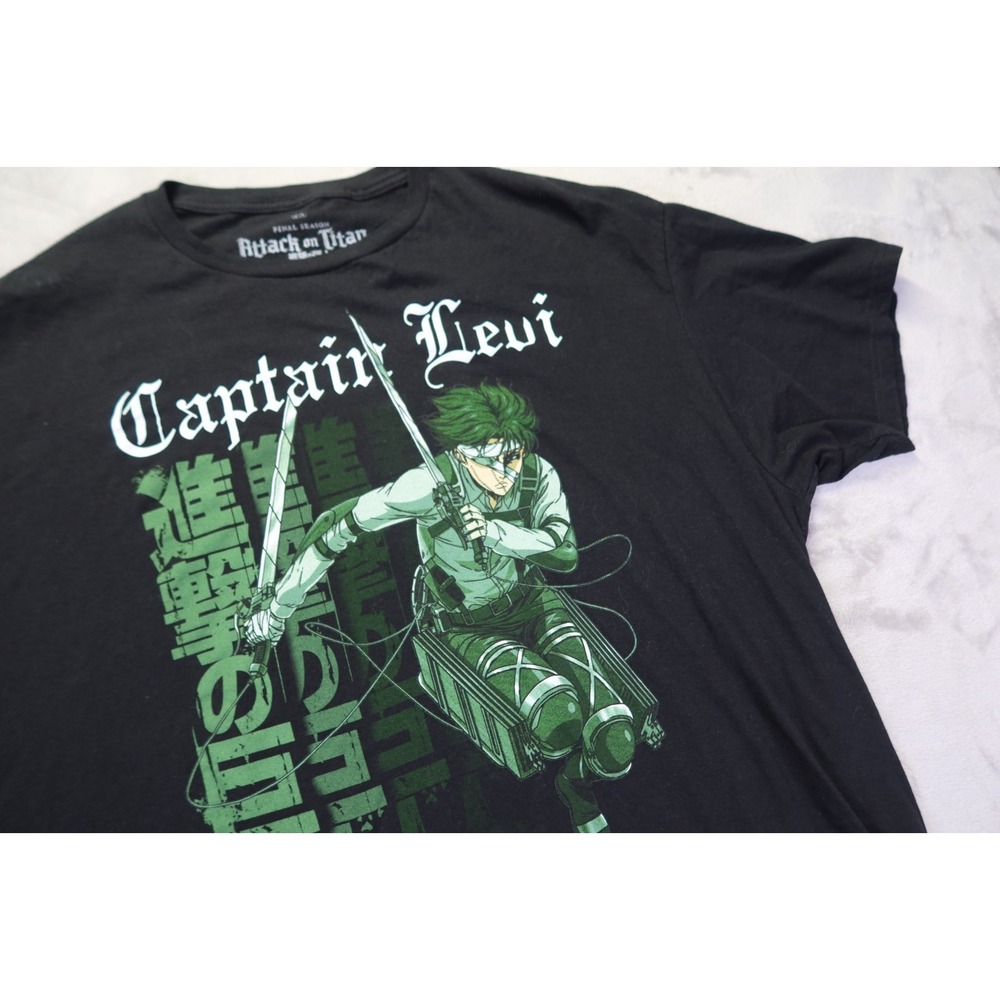 Attack on Titan Captain Levi T Shirt Size 2XL‎ Black Final Season Crunchyroll